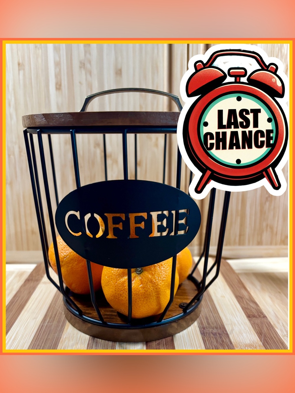 ⏰LAST Chance⏰ Coffee Pod Creamer Metal Wire Storage Bamboo Lid w/ Handle